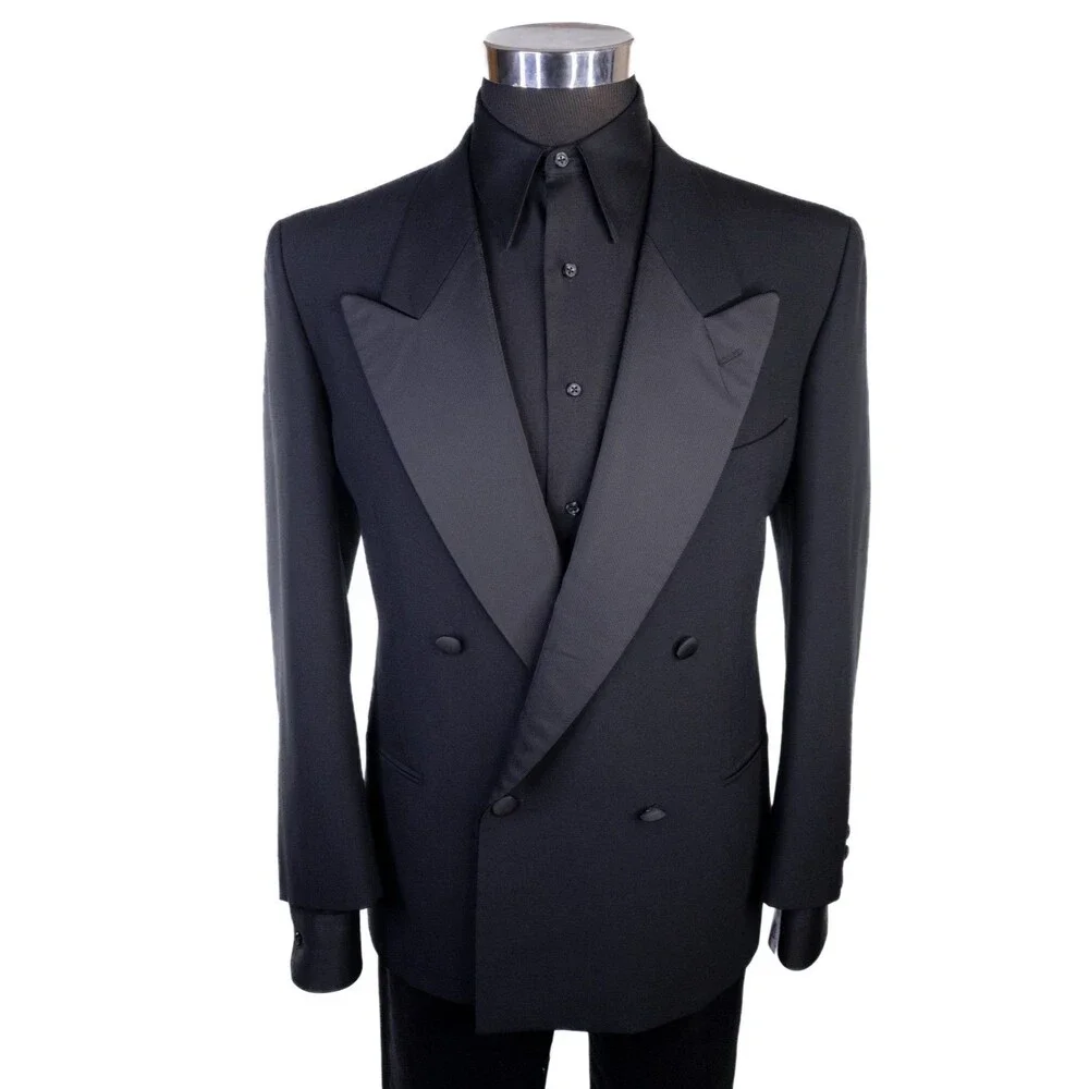 Giorgio Armani Wool Tuxedo Blazer Sport Coat Jacket Size 40S Double Breasted